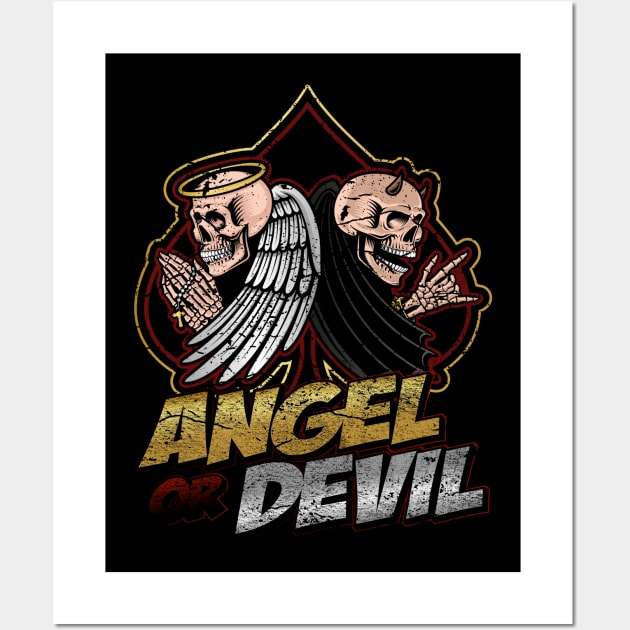 Angel or Devil skull faces Wall Art by RockabillyM